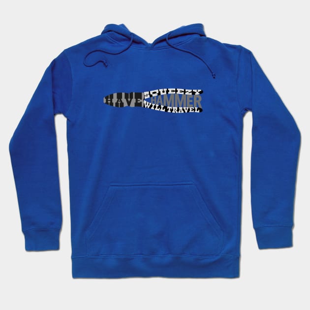 Funny Electrician Typography, Squeezy Hammer, Construction Humor Hoodie by The Trades Store